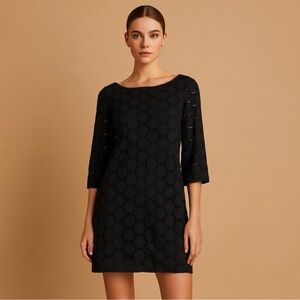 Jordan Taylor Black Eyelet Lace Dress Size M USA Made Cotton